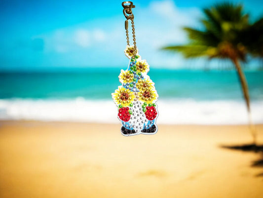Sunflower Gnome Keychain