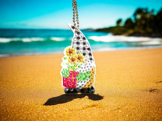 Black Checkered Hat Gnome Keychain