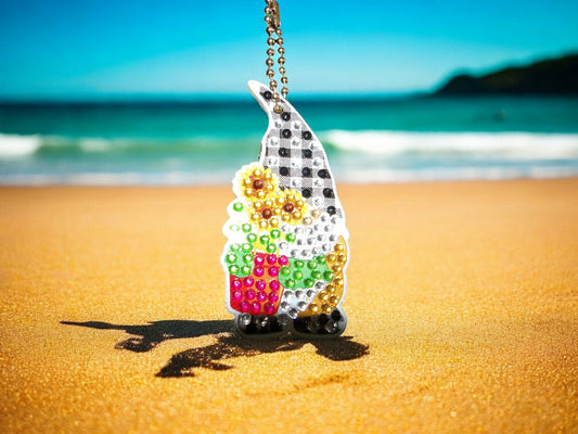 Black Checkered Hat Gnome Keychain