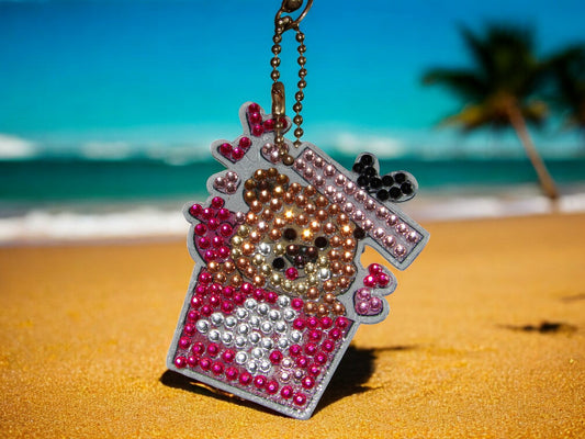 Teddy Bear In A Box Keychain