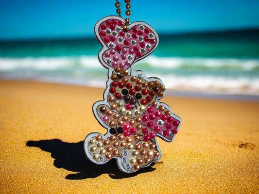 Present w/Love Heart Teddy Bear Keychain