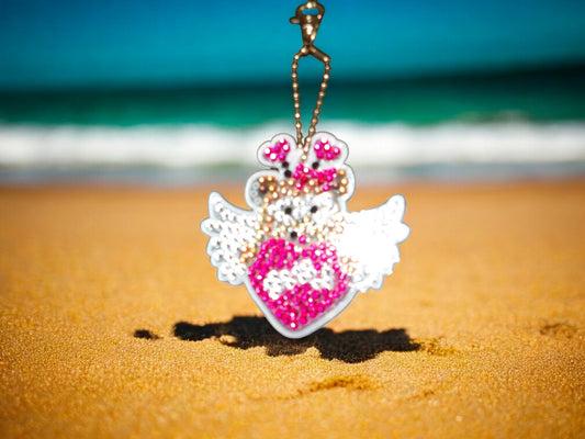 Flying Heart Teddy Bear Keychain