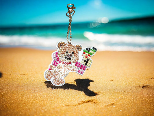 Teddy Bear w/Presents Keychain