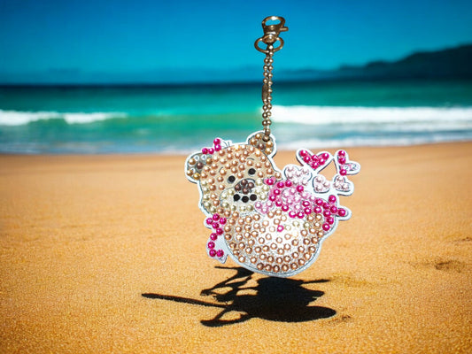 Teddy Bear w/Floating Hearts Keychain