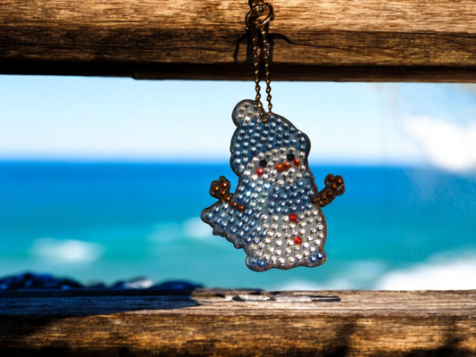 Blue Scarf Snowman Keychain