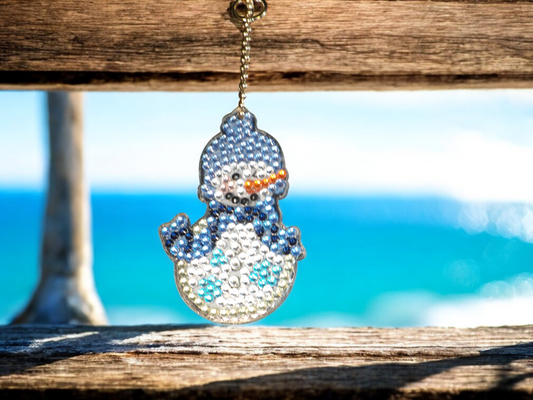 Black & Blue Scarf Snowman Keychain