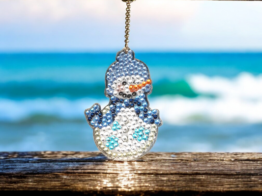 Black & Blue Scarf Snowman Keychain