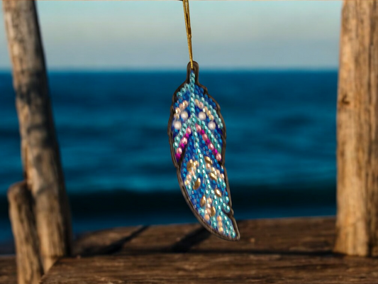 Blue Feather Keychain