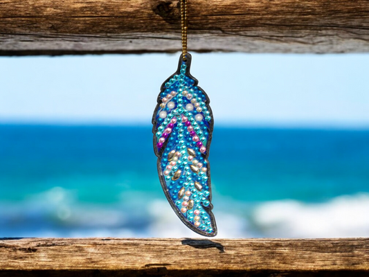 Blue Feather Keychain