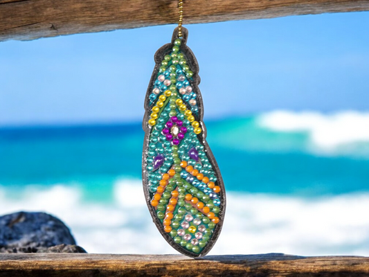 Blue & Orange Feather Keychain