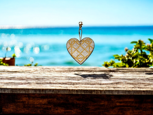 Bright Yellow & Crystal Large Heart Keychain