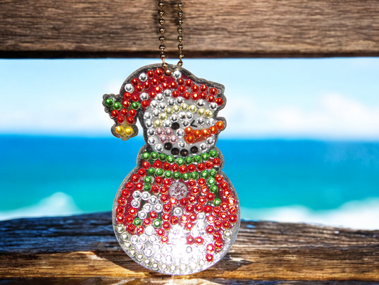 Bright Red Snowman Keychain