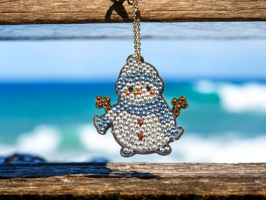 Cheering Snowman Keychain