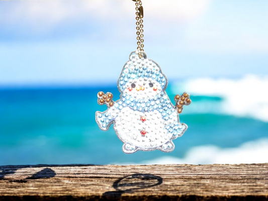 Cheering Snowman Keychain