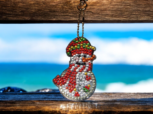 Colorful Hat Snowman Keychain