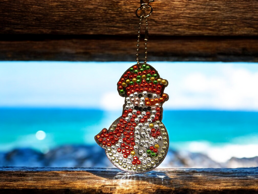 Colorful Hat Snowman Keychain