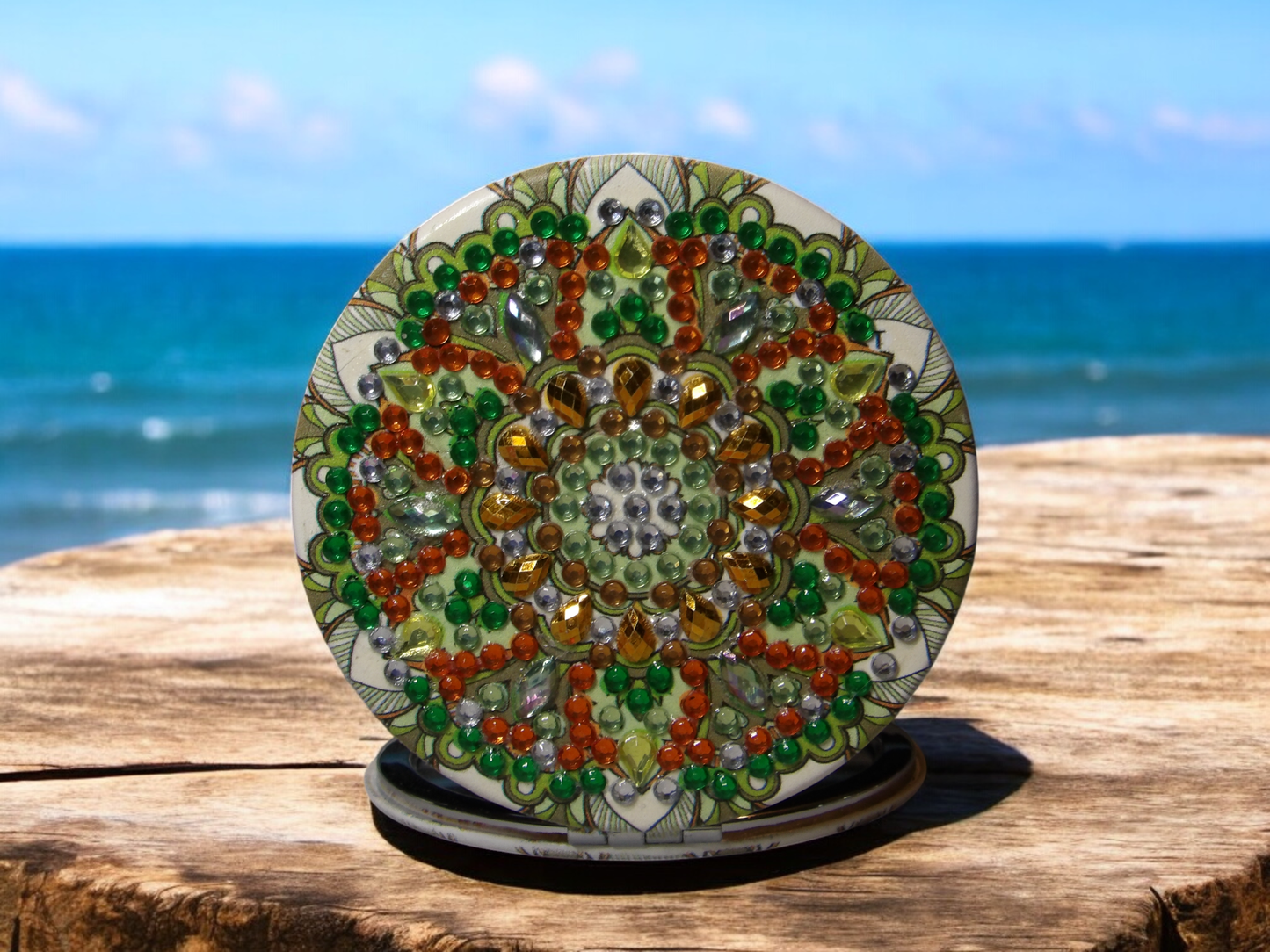 Green Round Pocket Mirror