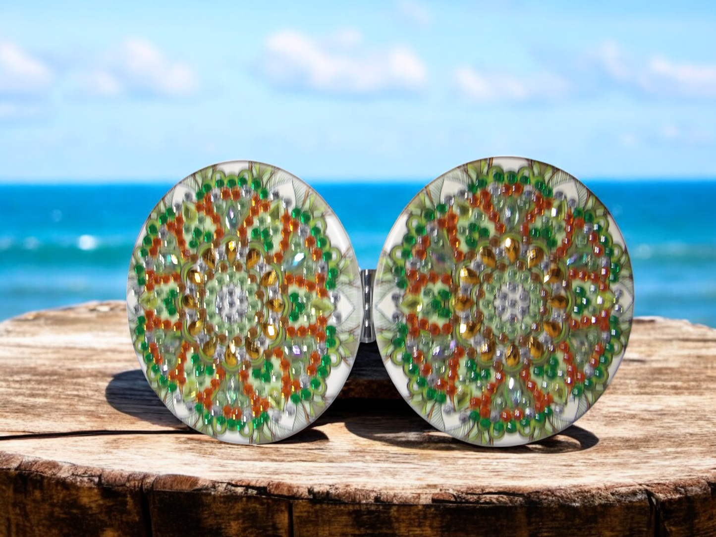 Green Round Pocket Mirror