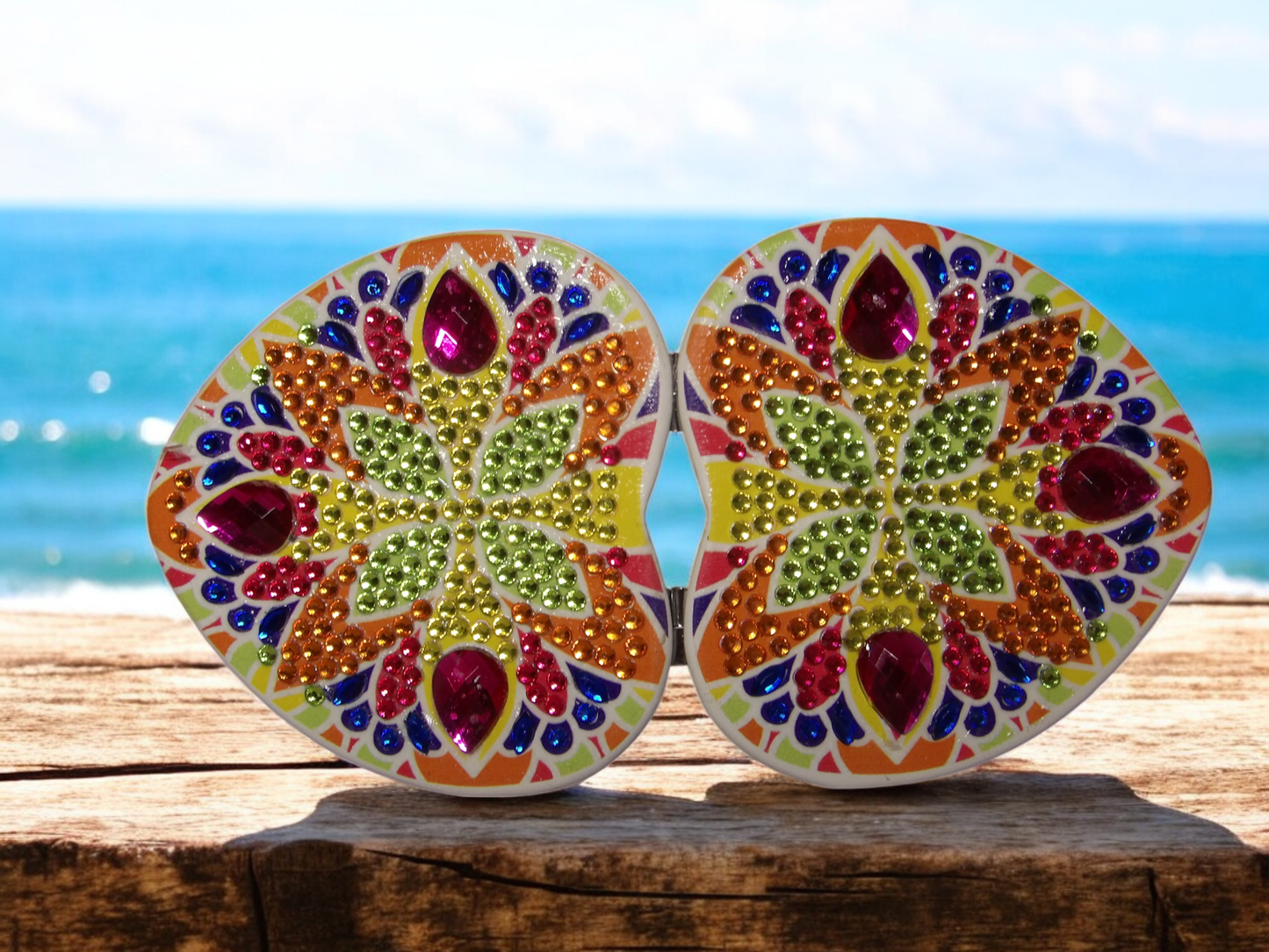Bright Colorful Heart Shape Pocket Mirror