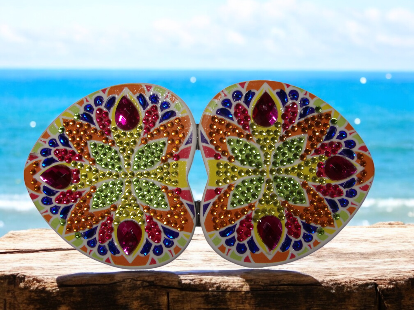 Bright Colorful Heart Shape Pocket Mirror