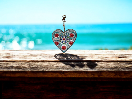 Large Red Crystal Heart Keychain