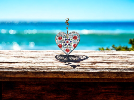 Large Red Crystal Heart Keychain