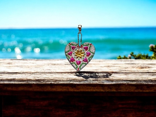 Large Pink Hearts Heart Keychain