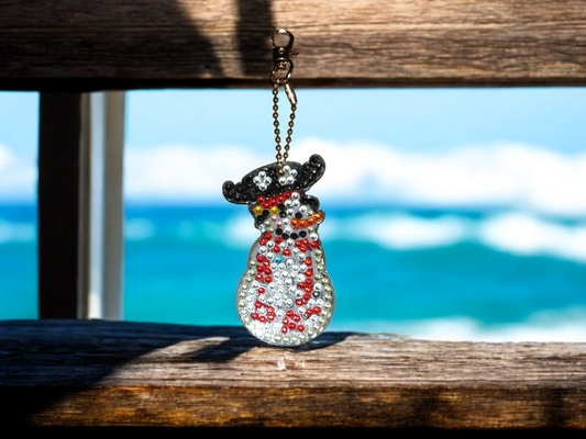 Moose Hat Snowman Keychain