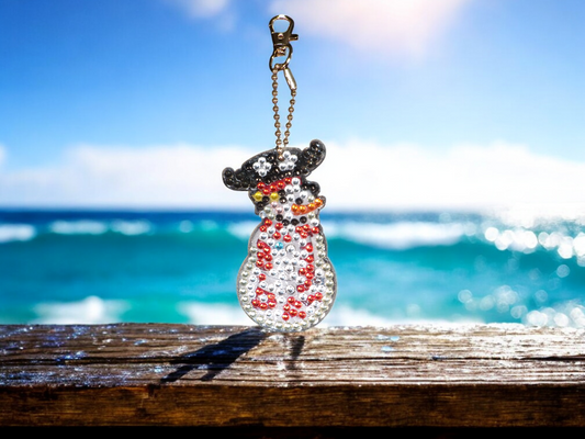 Moose Hat Snowman Keychain