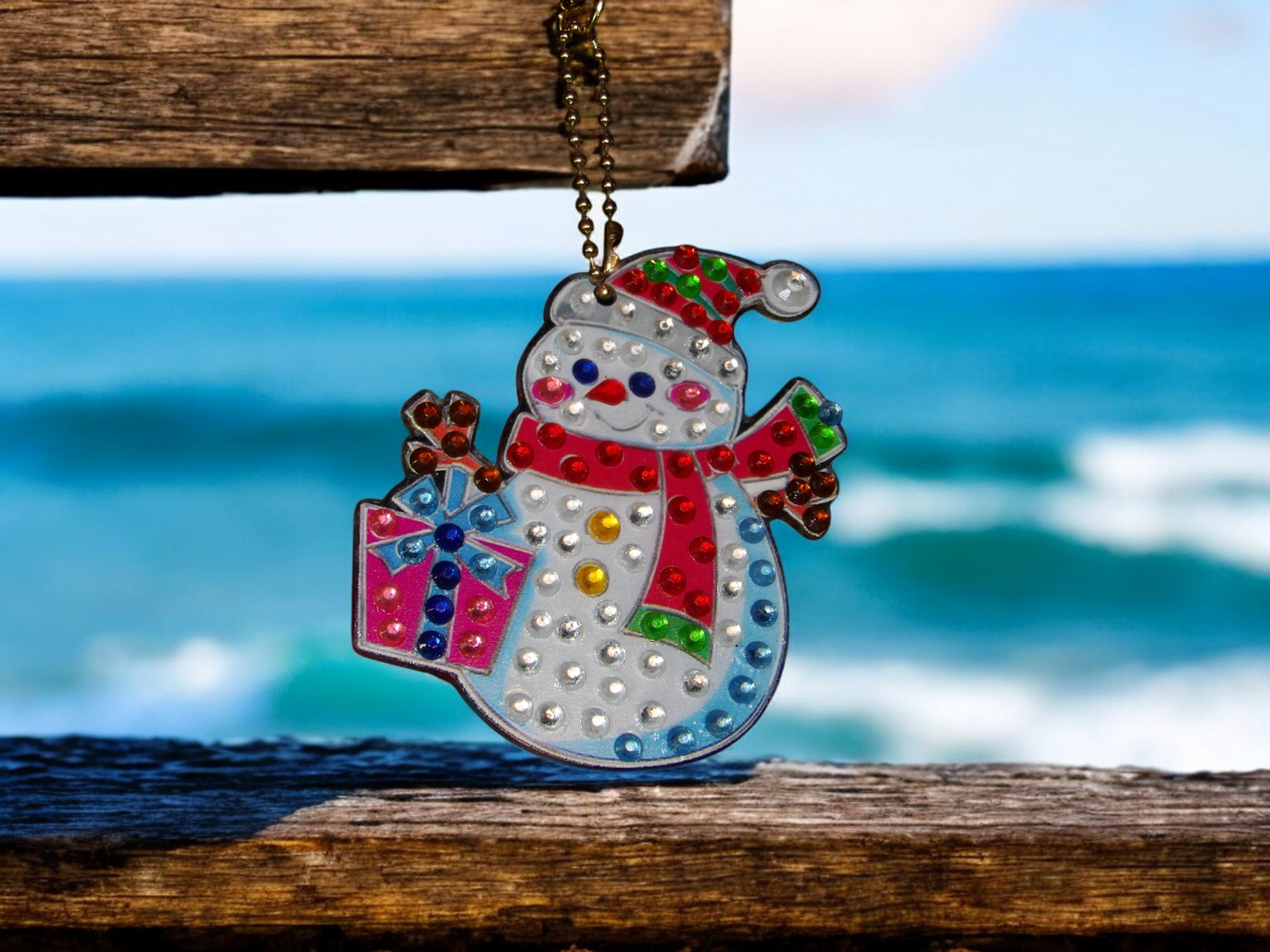 Present Snowman Keychain