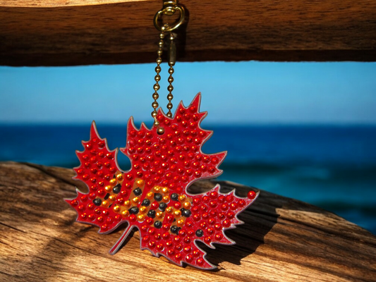 Bright Red Maple Leaf Keychain