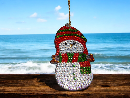 Red & Green Scarf Snowman Keychain