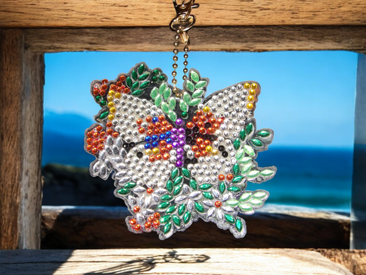 Large White Wing Butterfly Keychain