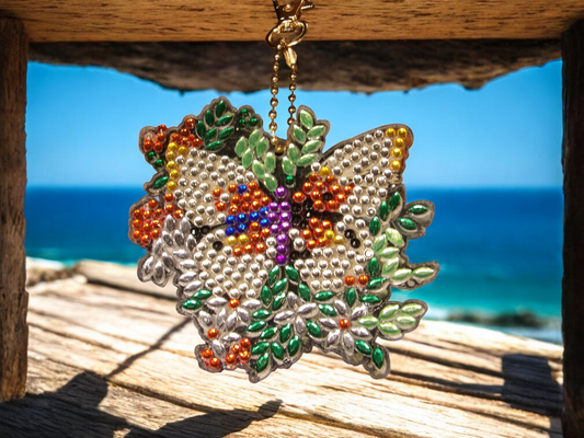 Large White Wing Butterfly Keychain