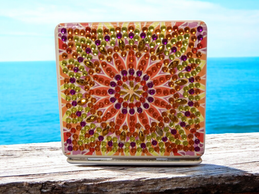 Golden Square Colorful Pocket Mirror
