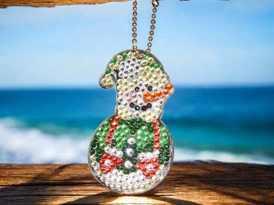 Stripped Hat Snowman Keychain