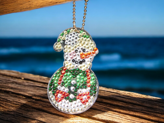 Stripped Hat Snowman Keychain