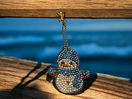 Baby Blue Snowman Keychain