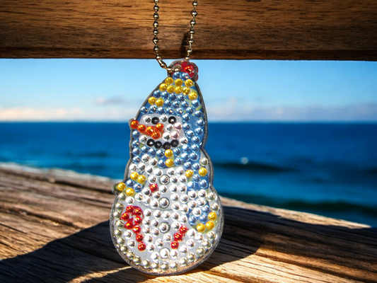 Yellow & Blue Hat Snowman Keychain
